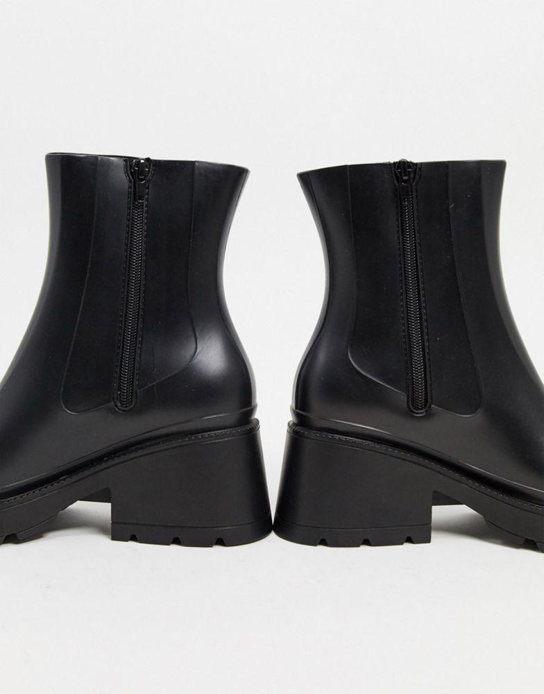 商品ASOS|ASOS DESIGN Grounded heeled rain boots in black,价格¥121,第5张图片详细描述