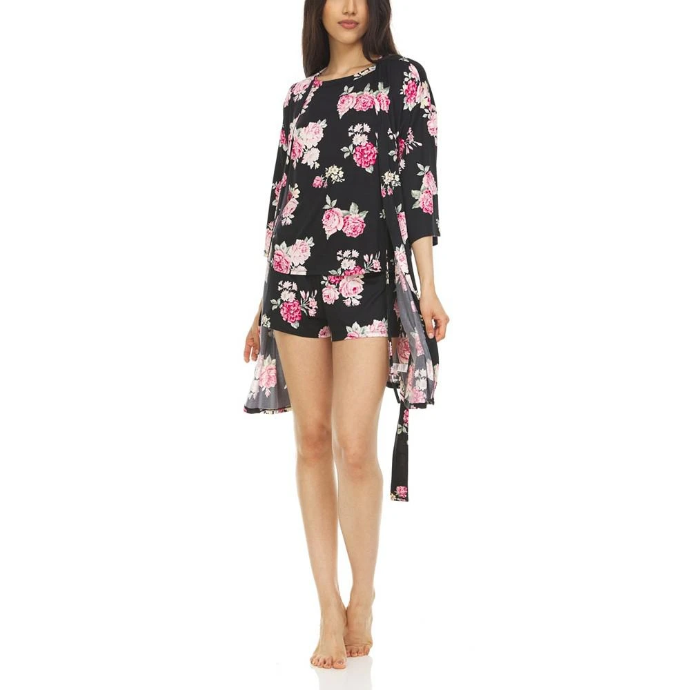 商品Flora Nikrooz|Women's Georgie Robe, Top and Shorts Travel 3 Piece Set,价格¥311,第2张图片详细描述
