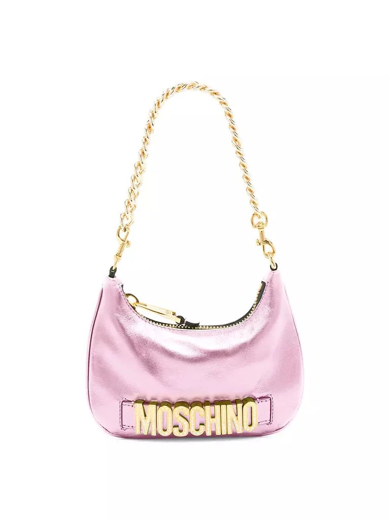 商品Moschino|Metallic Leather Crystal-Logo Crescent Shoulder Bag,价格¥2084,第1张图片