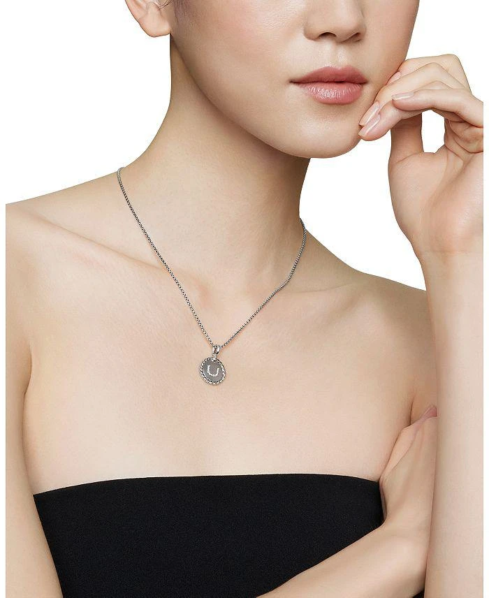 Sterling Silver Cable Collectibles Initial Charm Necklace with Diamonds, 18" 商品