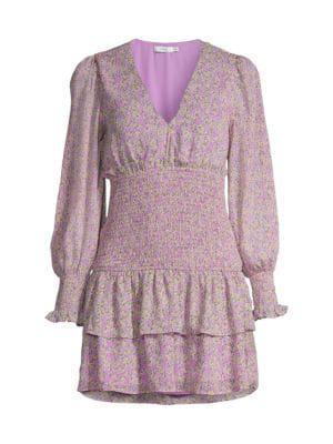 商品Lush|Floral-Print Smocked Mini Dress,价格¥149,第5张图片详细描述