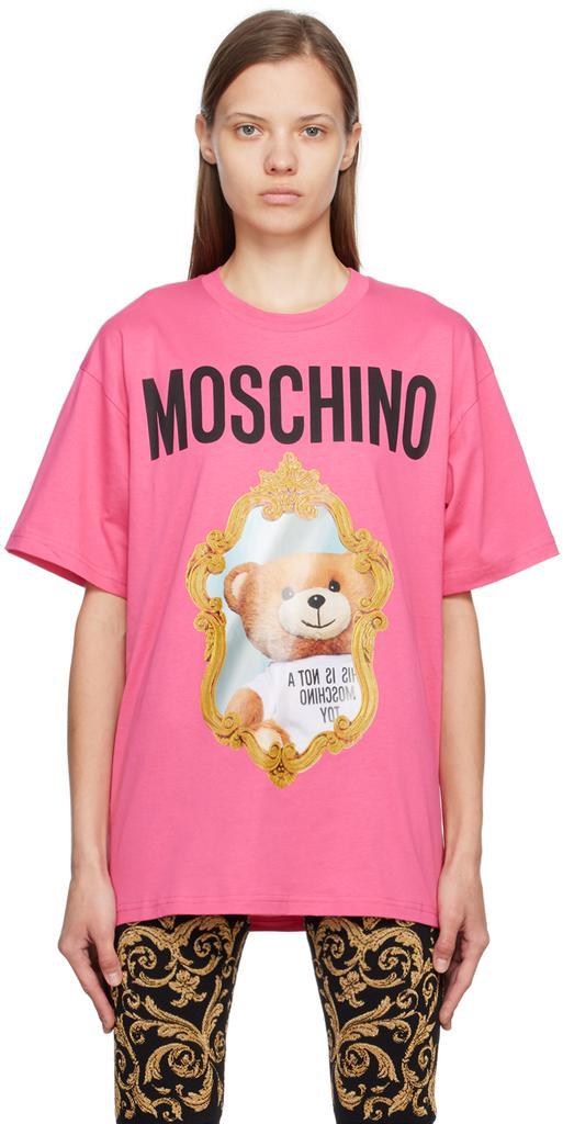 商品Moschino|Pink Mirror Teddy T-Shirt,价格¥2092,第1张图片