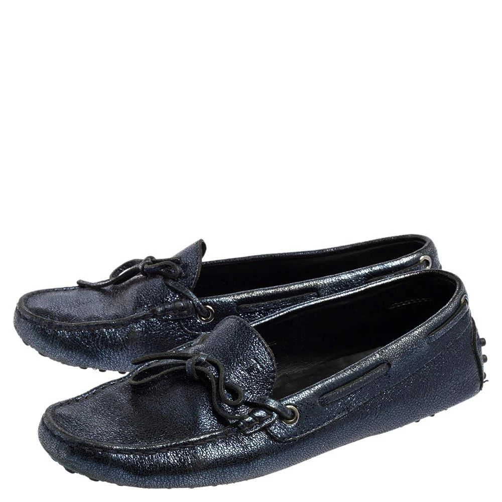 商品[二手商品] Tod's|Tod's Metallic Blue Leather Gommino Slip On Loafers Size 38,价格¥805,第4张图片详细描述