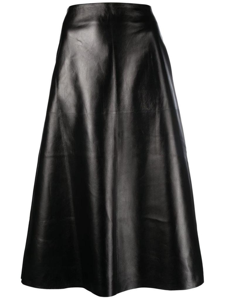 CHLOÉ Leather midi skirt商品第1张图片规格展示