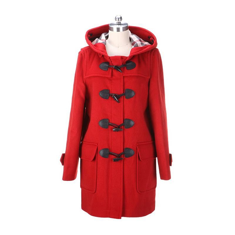 Burberry 博柏利 女士红色羊毛牛角扣大衣 3844784商品第1张图片规格展示