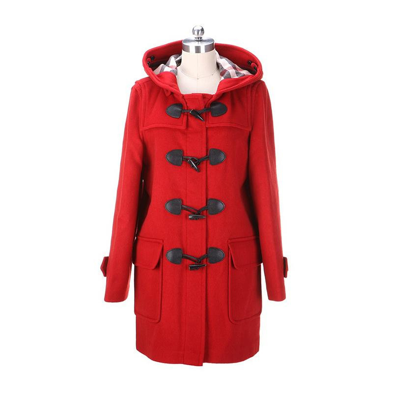 商品Burberry|Burberry 博柏利 女士红色羊毛牛角扣大衣 3844784,价格¥4749,第1张图片