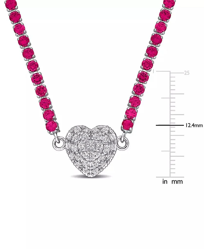 商品Macy's|Lab-Created Ruby (13 ct. t.w.) & Lab Created White Sapphire (1-1/4 ct. t.w.) Heart 17" Pendant Necklace in Sterling Silver,价格¥5808,第2张图片详细描述