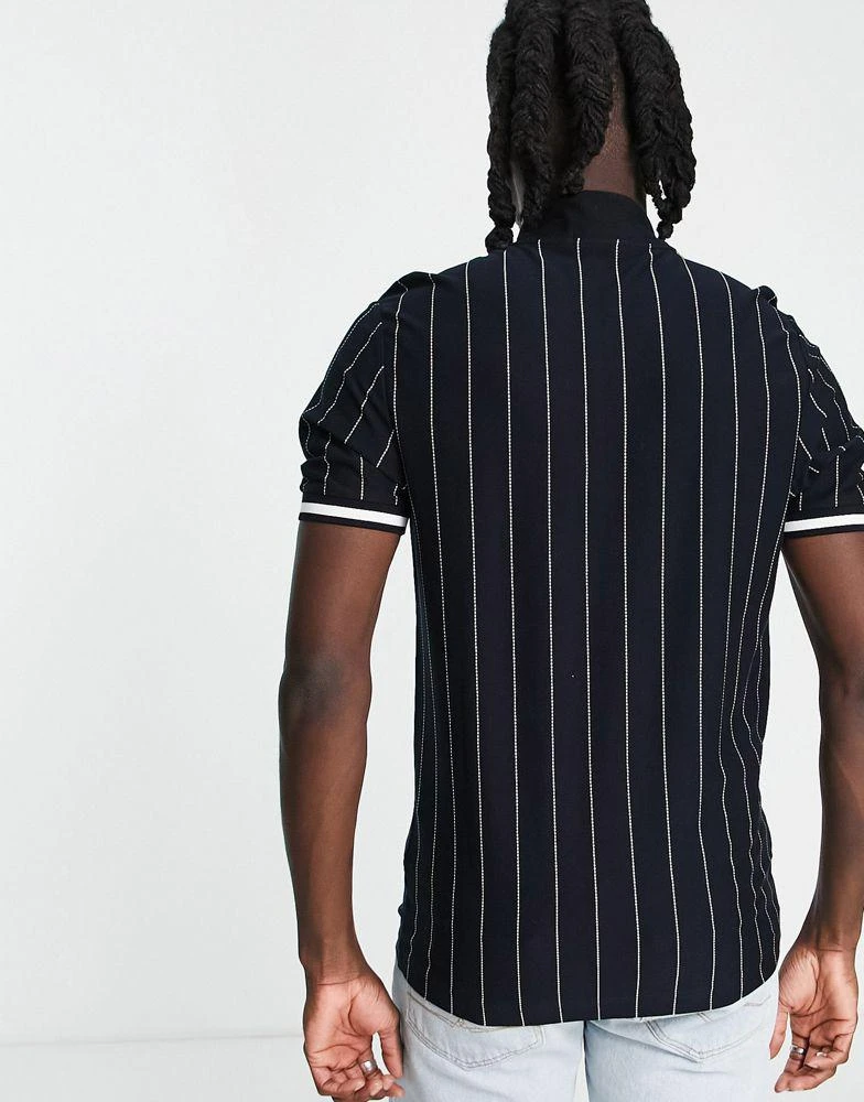 商品Fred Perry|Fred Perry fine stripe polo shirt in black,价格¥445,第2张图片详细描述