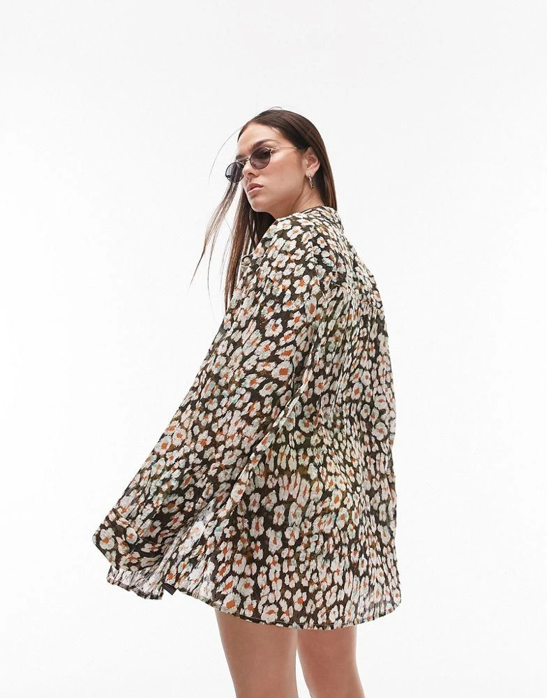 商品Topshop|Topshop leopard print beach shirt,价格¥208,第4张图片详细描述