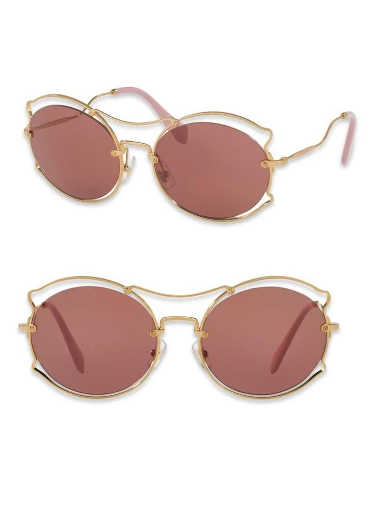 商品Miu Miu|57MM Wire-Trim Round Sunglasses,价格¥1591,第1张图片