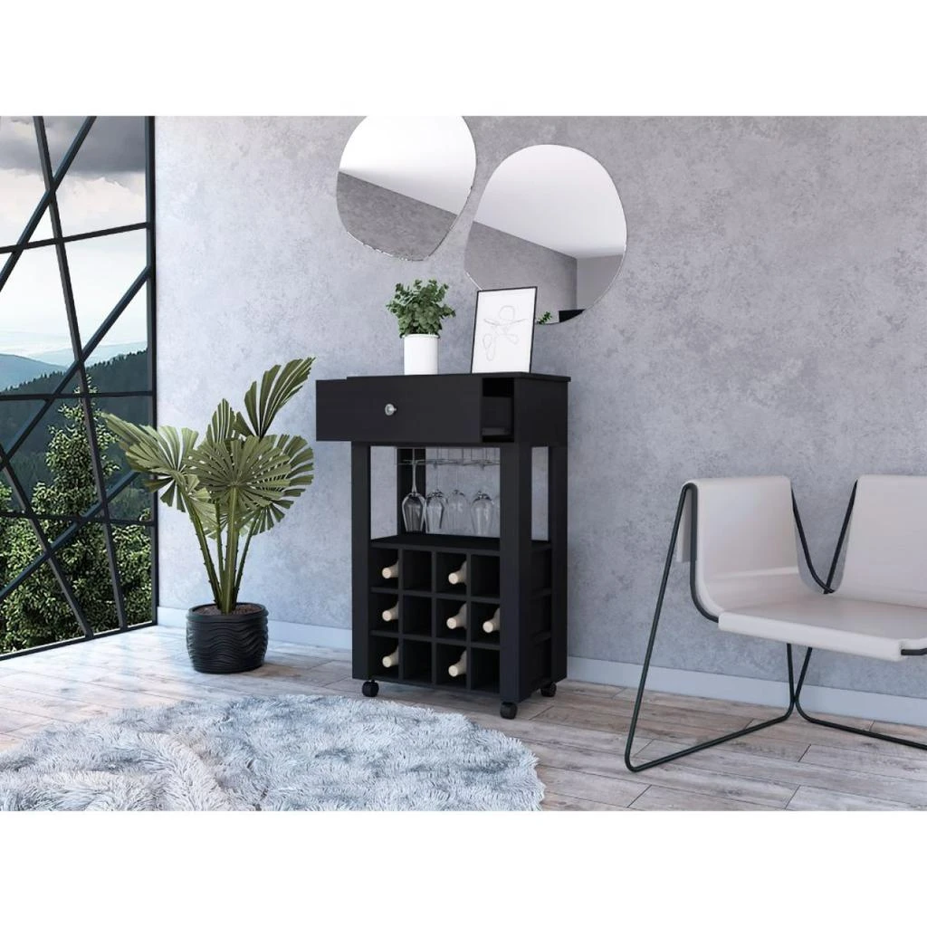 商品Simplie Fun|Ambler 1-Drawer 12-Bottle Wine Cabinet Black Wengue,价格¥2335,第2张图片详细描述