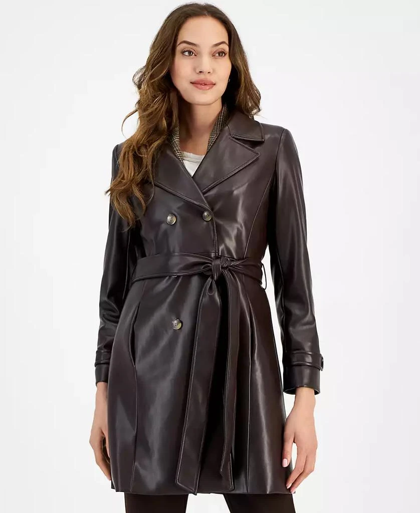 商品Tahari|Women's Faux-Leather Trench Coat,价格¥849,第1张图片