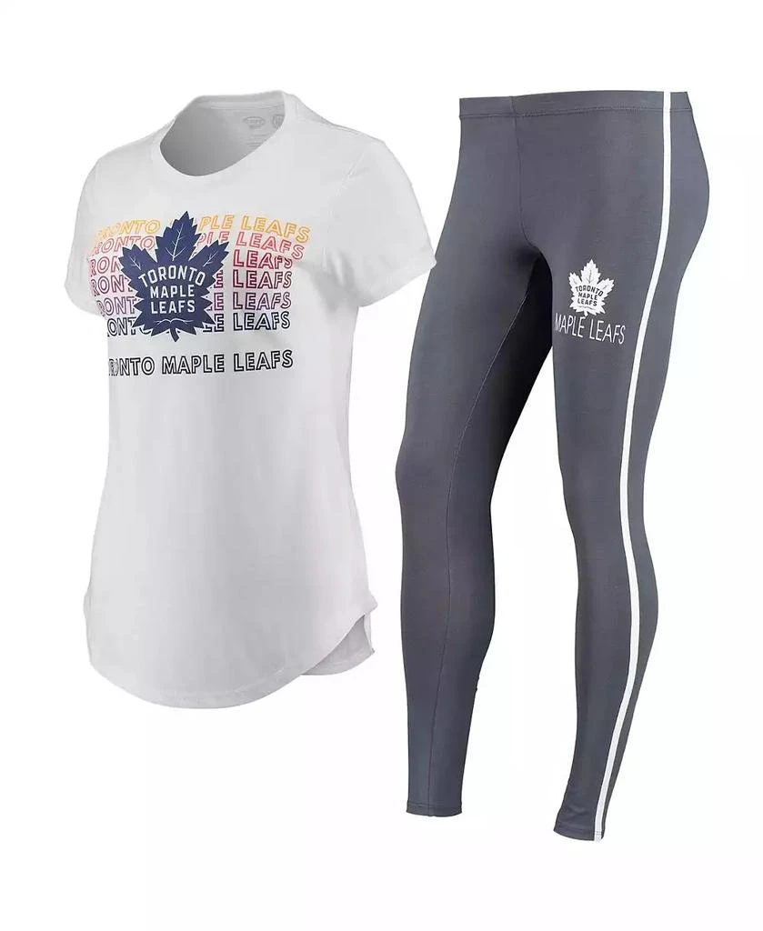 商品Concepts Sport|Women's White, Charcoal Toronto Maple Leafs Sonata T-shirt and Leggings Set,价格¥417,第1张图片