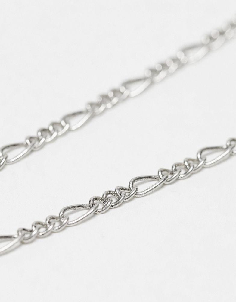 Reclaimed Vintage unisex multirow necklace with cherub pendant in silver商品第2张图片规格展示