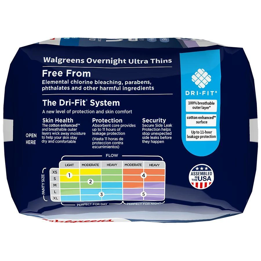 商品Walgreens|Overnight Ultra Thin Pads Extra Heavy Flow Unscented, 5,价格¥71,第2张图片详细描述