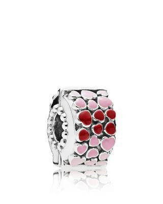 商品PANDORA|Sterling Silver & Enamel Burst of Love Heart Clip,价格¥193,第1张图片详细描述