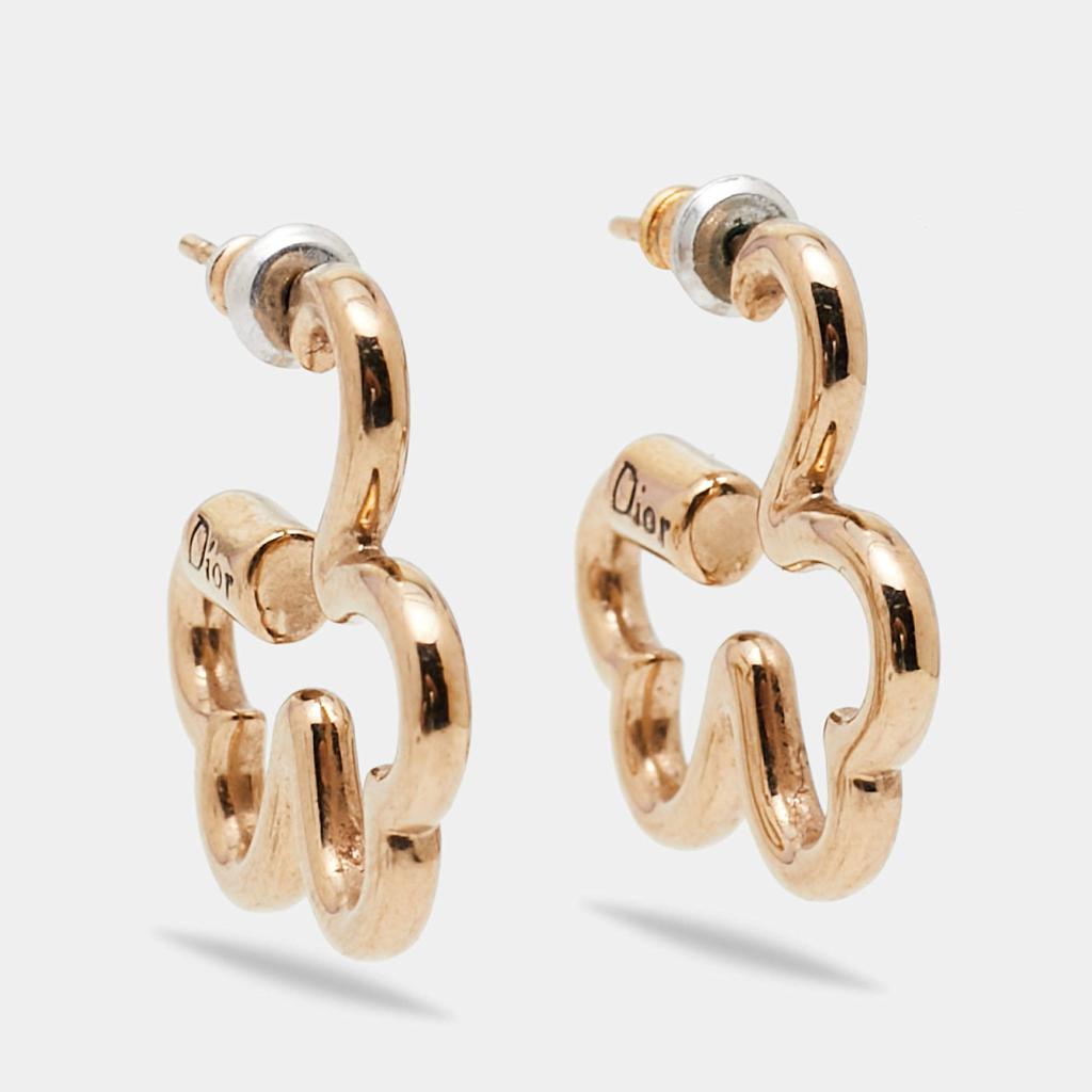Dior Clover Heart Gold Tone Earrings商品第1张图片规格展示