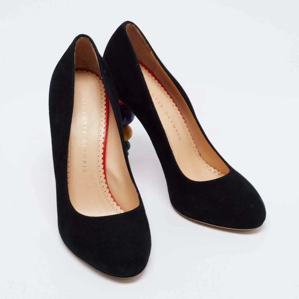 商品[二手商品] Charlotte Olympia|Charlotte Olympia Black Suede Mid Century Pumps Size 37.5,价格¥1207,第4张图片详细描述
