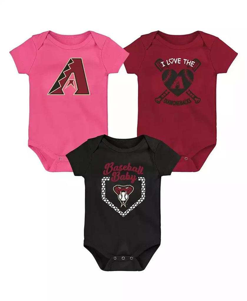 商品Outerstuff|Infant Boys and Girls Red, Black, Pink Arizona Diamondbacks Baseball Baby 3-Pack Bodysuit Set,价格¥241,第1张图片