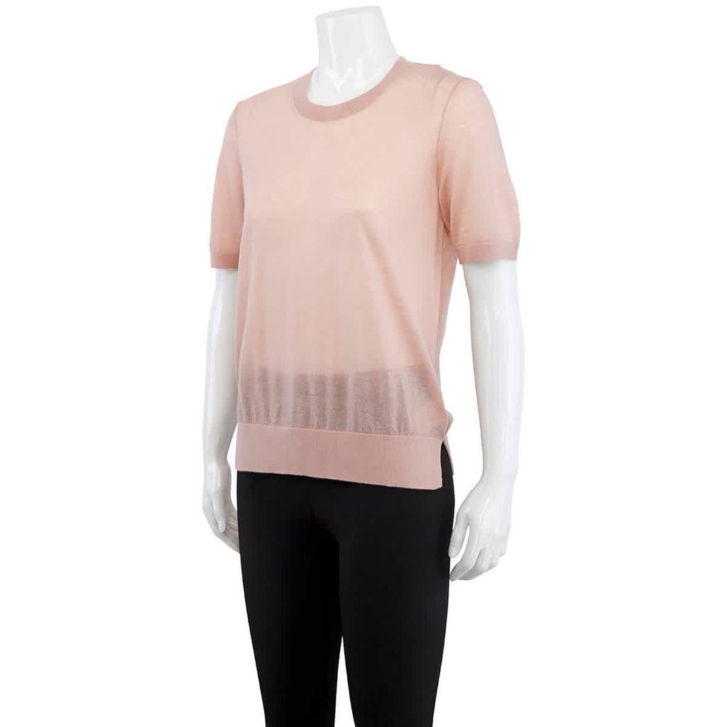 商品Burberry|Burberry Short-sleeve Cashmere Sweater In Thistle Pink, Size Medium,价格¥3930,第4张图片详细描述