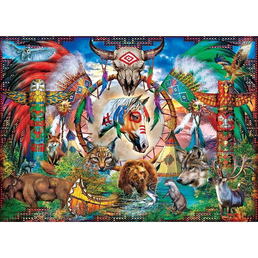 商品MasterPieces Puzzles|MasterPiece Gallery - Tribal Spirit Animals 1000 Piece Puzzle,价格¥186,第3张图片详细描述