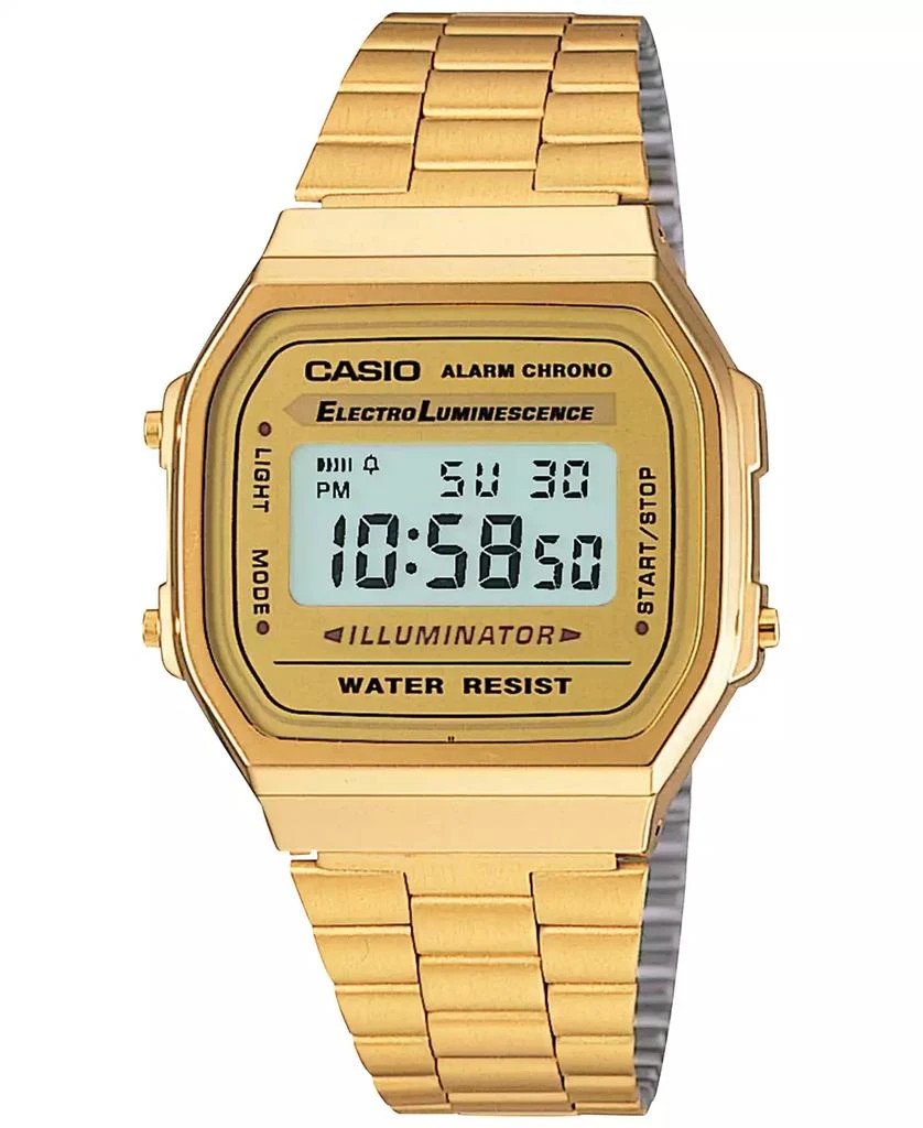 商品Casio|Men's Digital Vintage Gold-Tone Stainless Steel Bracelet Watch 39x39mm A168WG-9MV,价格¥519,第1张图片