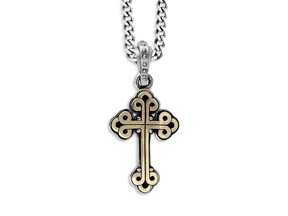 商品King Baby|Small Alloy Traditional Cross in Silver Frame Pendant Necklace, 24",价格¥2685,第1张图片详细描述