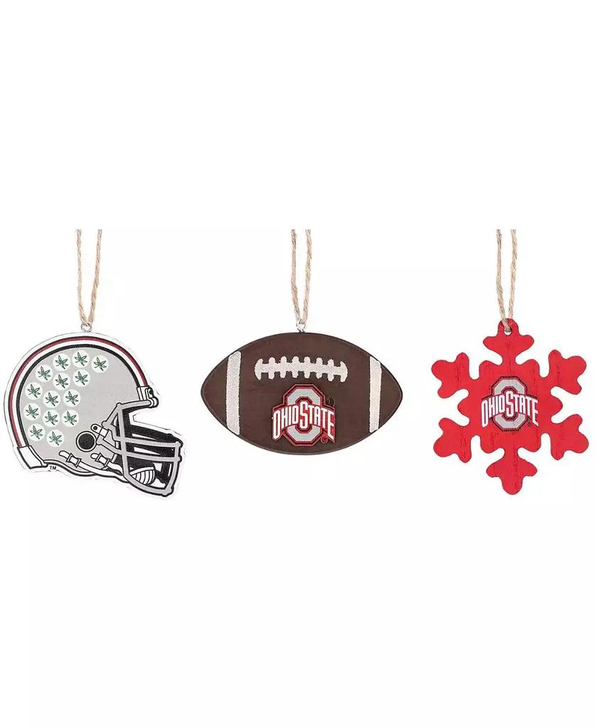 商品Memory Company|The Ohio State Buckeyes Three-Pack Helmet, Football and Snowflake Ornament Set,价格¥231,第1张图片