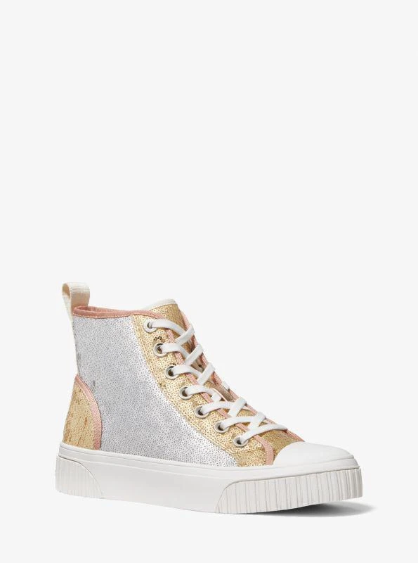 商品Michael Kors|Gertie Two-Tone Sequined Canvas High-Top Sneaker,价格¥595,第1张图片