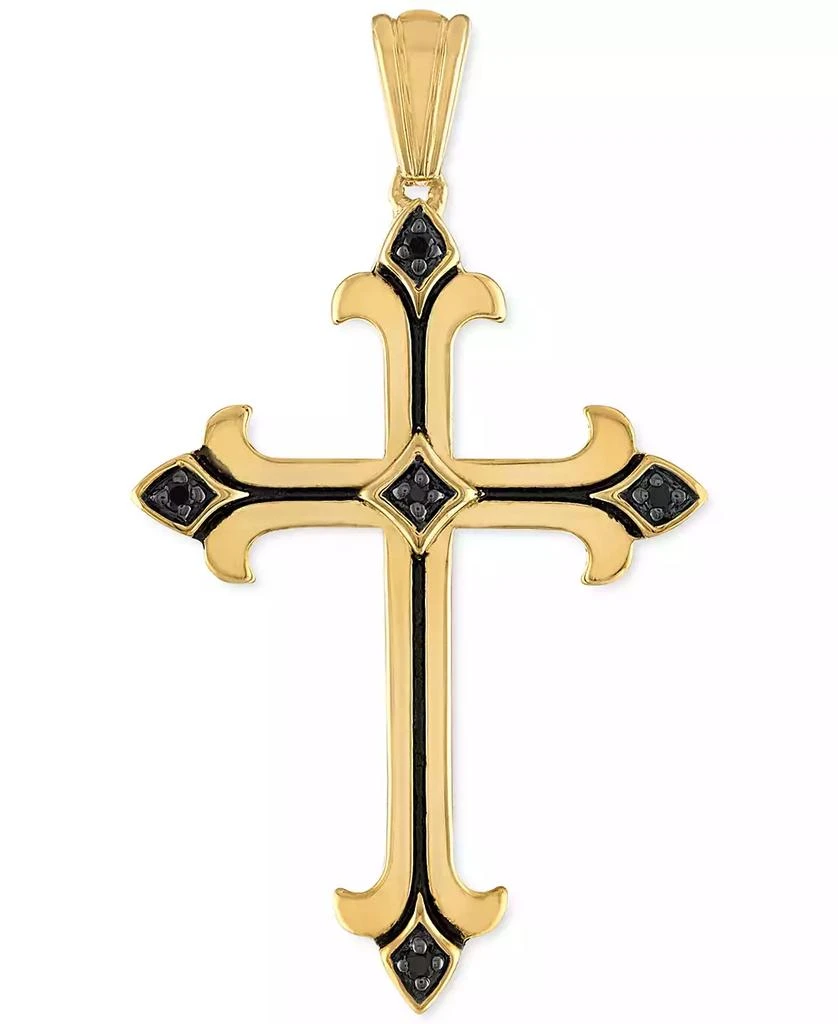 商品Esquire Men's Jewelry|Black Cubic Zirconia Cross Pendant in 14k Gold-Plated Sterling Silver, Created for Macy's,价格¥717,第1张图片