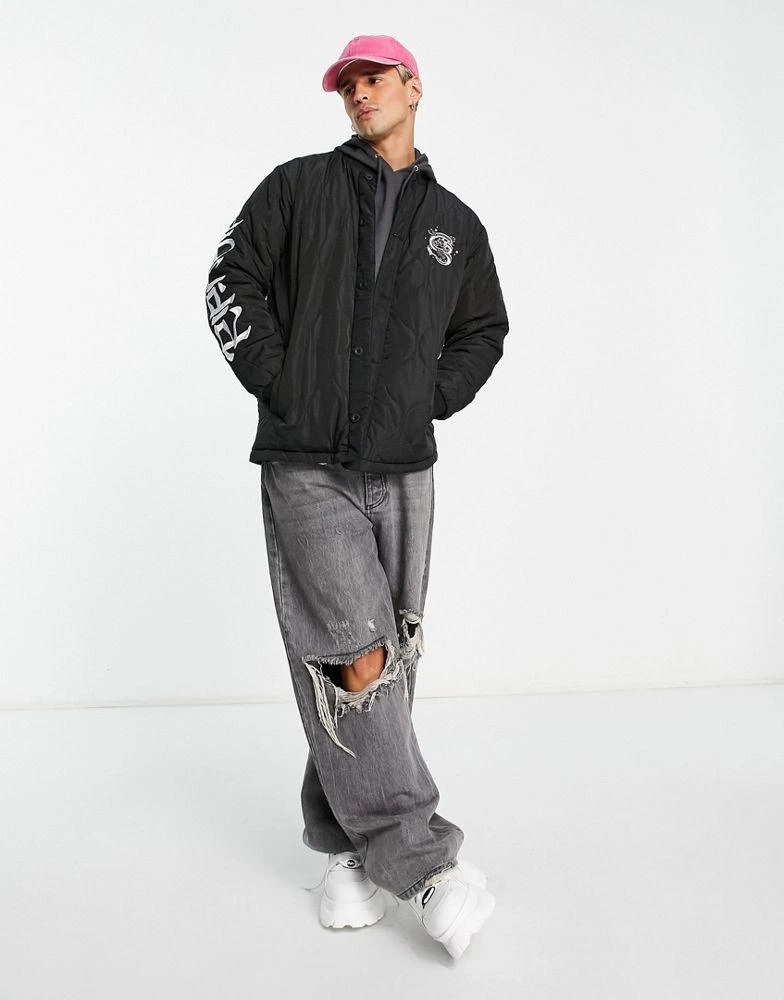 商品Rip N Dip|RIPNDIP mystic nerm quilted bomber jacket in black with sleeve and back print,价格¥478,第2张图片详细描述