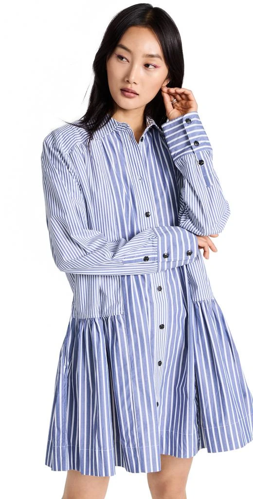 商品Ganni|GANNI 条纹棉质宽版迷你衬衣连衣裙,价格¥2139,第1张图片