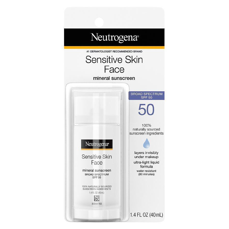 商品Neutrogena|Sensitive Skin Face Liquid Sunscreen, SPF 50 Fragrance Free,价格¥84,第1张图片