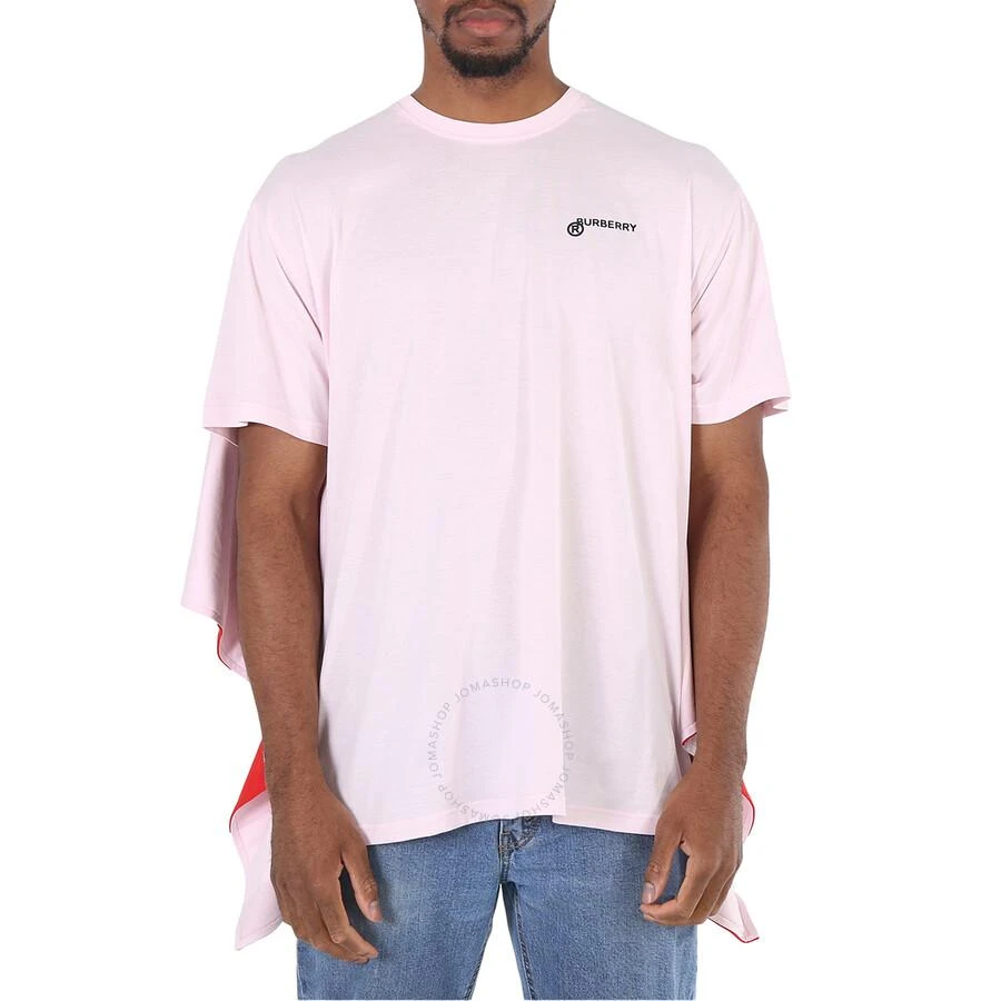 商品Burberry|Men's Pale Pink Striped Cape Detail Cotton Oversized T-shirt,价格¥871,第1张图片