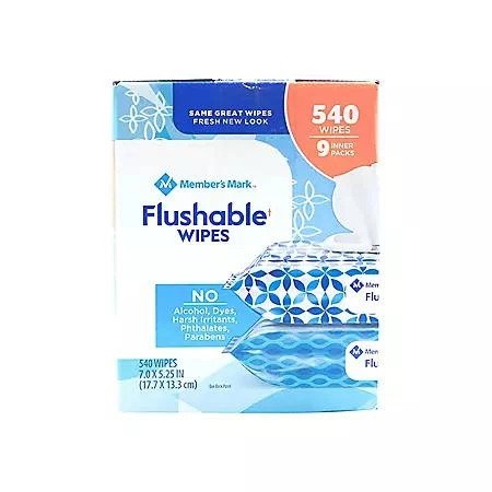 Member's Mark Flushable Wipes 60/pk., 9 pk. 商品