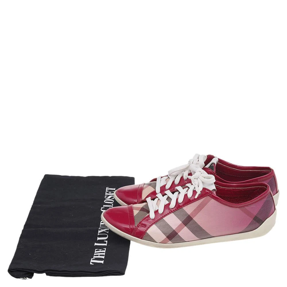 Burberry Pink Nova Check PVC And Patent Leather Low Top Sneakers Size 37 商品