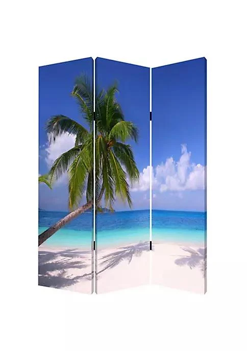 商品Duna Range|Range Beach Inspired Canvas Print 3 Panel Wooden Screen Blue And Green,价格¥3130,第1张图片