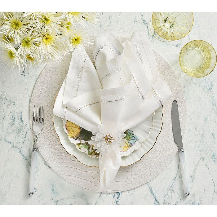 商品Kim Seybert|Cosmos Napkin Ring in White & Gold, Set of 4,价格¥897,第1张图片详细描述