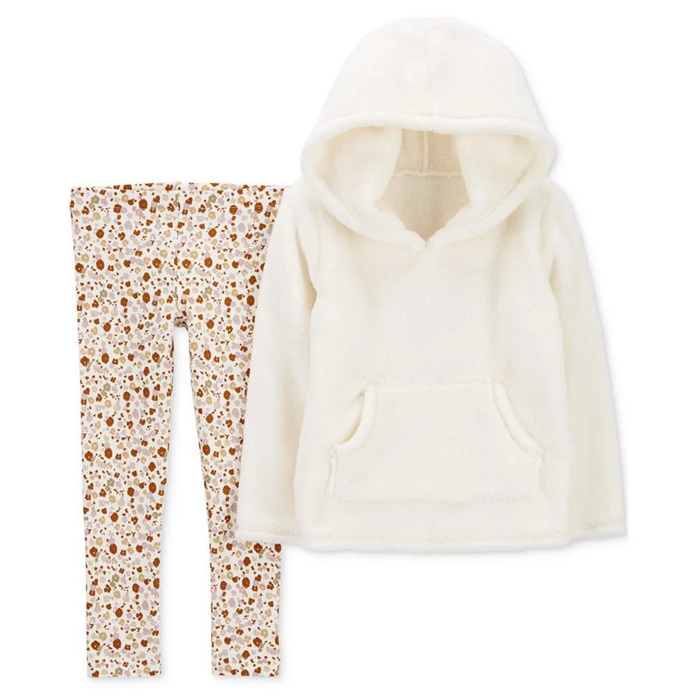 商品Carter's|Toddler Girls Fuzzy Velboa Hoodie and Printed Leggings, 2 Piece Set,价格¥107,第1张图片