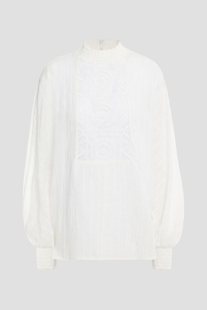 商品Maje|Lentel guipure lace-trimmed cotton-blend blouse,价格¥656,第5张图片详细描述
