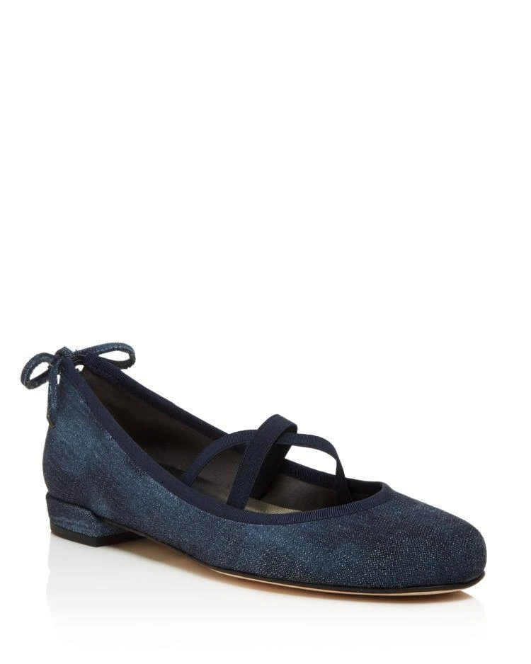 商品Stuart Weitzman|Bolshoi Denim Crisscross Ballet Flats,价格¥1473,第1张图片