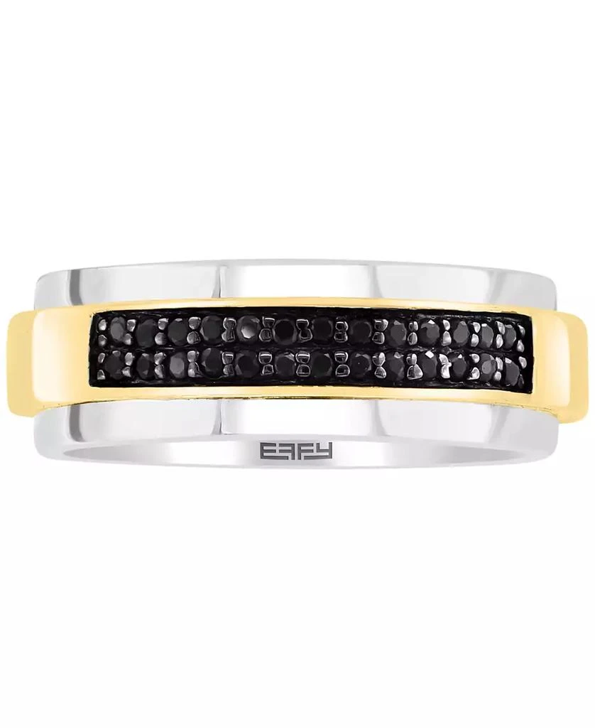 商品Effy|EFFY® Men's Black Sapphire Horizontal Cluster Ring (1/3 ct. t.w.) in Sterling Silver & 14k Gold-Plate,价格¥3539,第3张图片详细描述