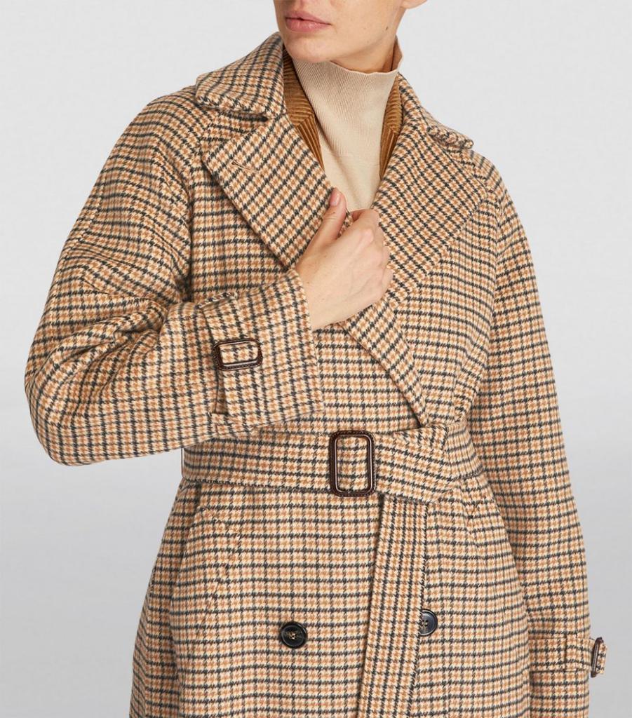 Wool Check Wrap-Around Coat商品第6张图片规格展示