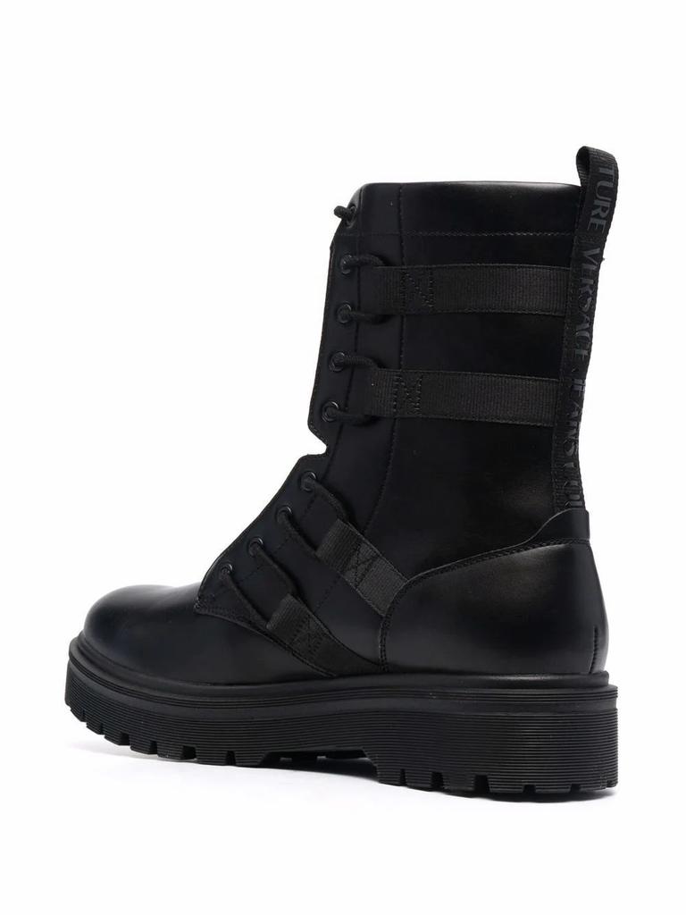 Versace Jeans Men's  Black Leather Ankle Boots商品第3张图片规格展示