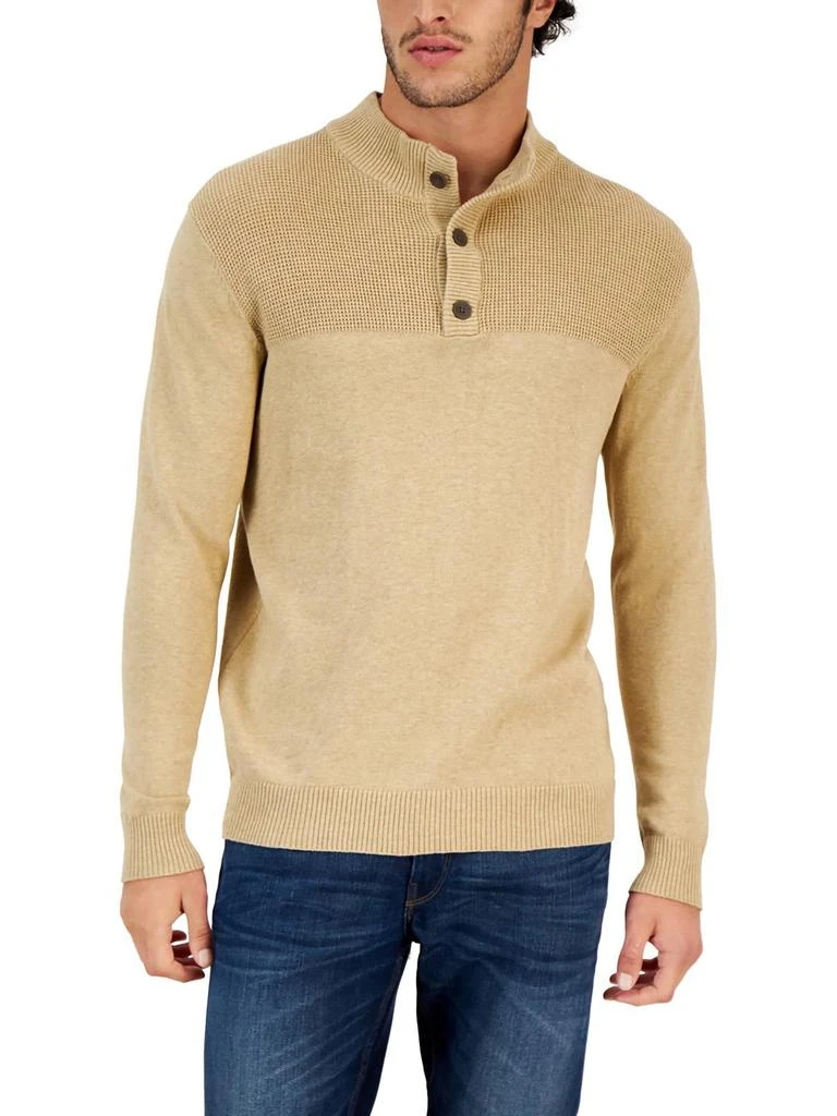 Mens Mock Neck Henley Pullover Sweater 商品