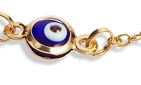 商品Savvy Cie Jewels|Savvie Cie Jewels 18K Gold Plated Sterling Silver Evil Eye Bracelet,价格¥285,第2张图片详细描述