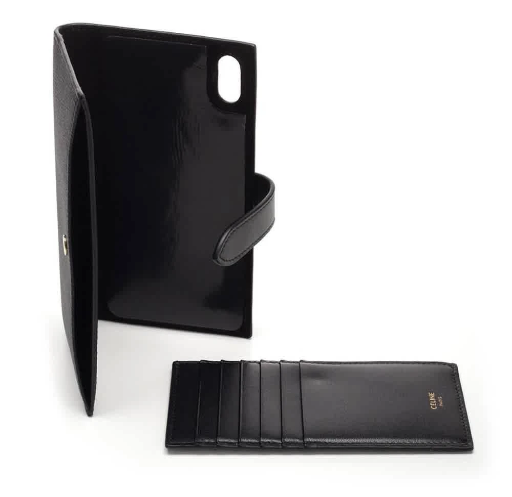 商品Celine|Celine Ladies Grained And Smooth Calfskin x Wallet Case In Black,价格¥2215,第2张图片详细描述