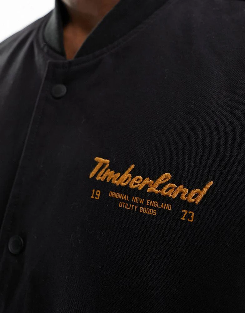 商品Timberland|Timberland utility varsity bomber jacket with back print in black,价格¥1186,第3张图片详细描述
