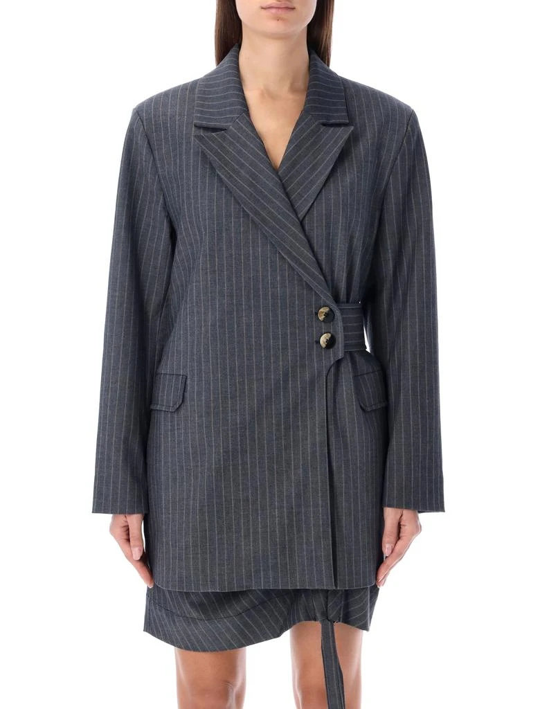 商品Ganni|Ganni Stripe Belt Blazer,价格¥1968,第1张图片