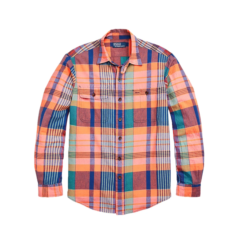 商品Ralph Lauren|拉夫劳伦 男士多色格子纯棉尖领长袖衬衫,价格¥1993,第1张图片